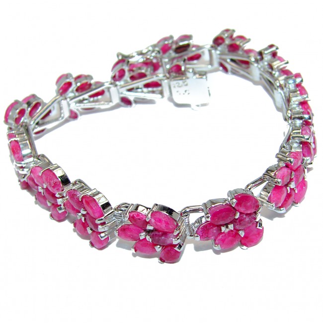 Luxurious Style Authentic Ruby .925 Sterling Silver handmade Bracelet