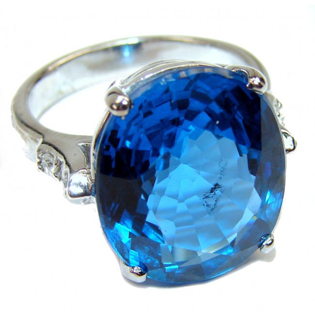 Electric Blue London Blue Topaz .925 Sterling Silver handmade Ring size 8 3/4