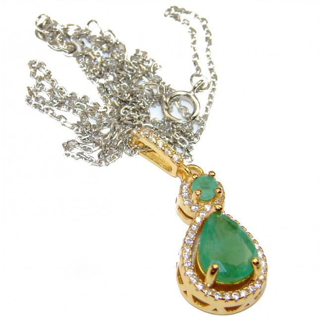 Magnificent authentic Emerald .925 Sterling Silver handcrafted necklace