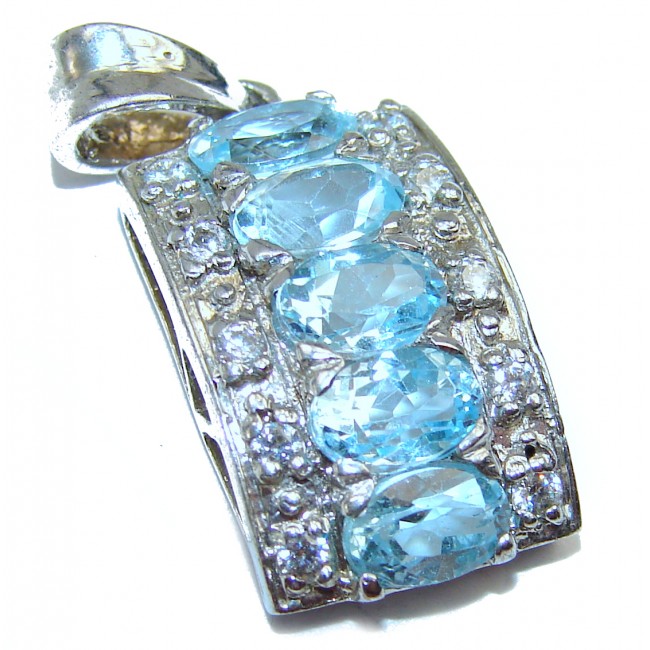 Swiss Blue Topaz .925 Sterling Silver handcrafted Pendant