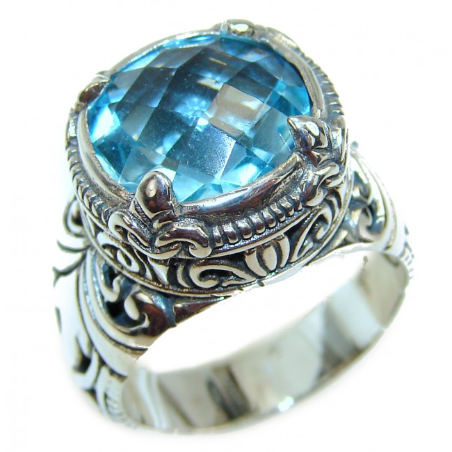 Swiss Blue Topaz .925 Sterling Silver handmade Ring size 7