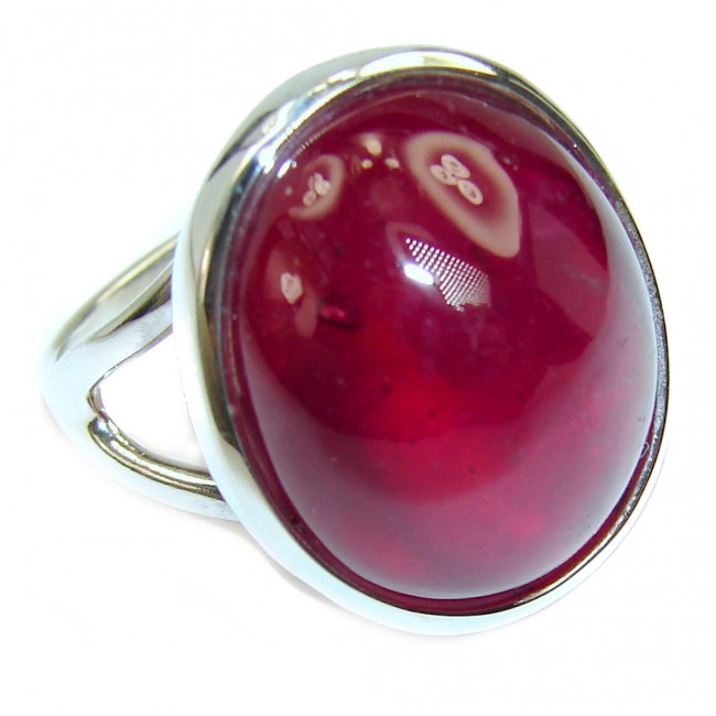 Great quality unique Ruby 18K white Gold over .925 Sterling Silver handcrafted Ring size 8 1/4