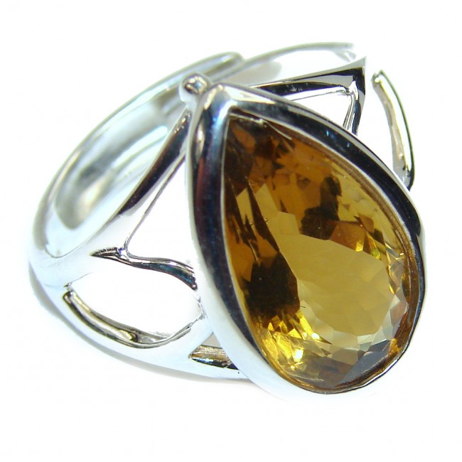 Carmen Champagne Smoky Topaz 18 carat Gold over .925 Sterling Silver Ring size 10 3/4