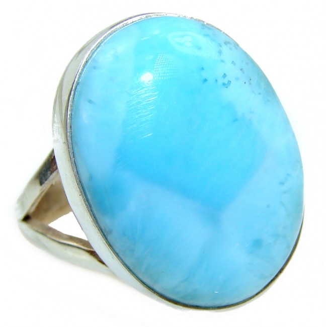 Larimar .925 Sterling Silver handcrafted Ring s. 8