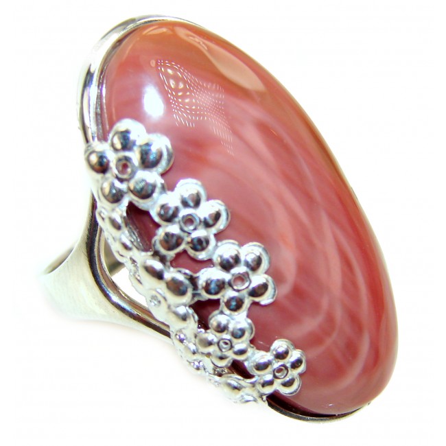 BOHO STYLE Genuine Imperial Jasper .925 Sterling Silver handcrafted ring s. 8 3/4