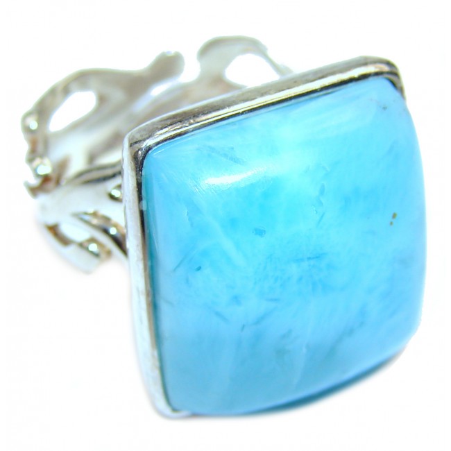 12.5 carat Larimar .925 Sterling Silver handcrafted Ring s. 8 1/2