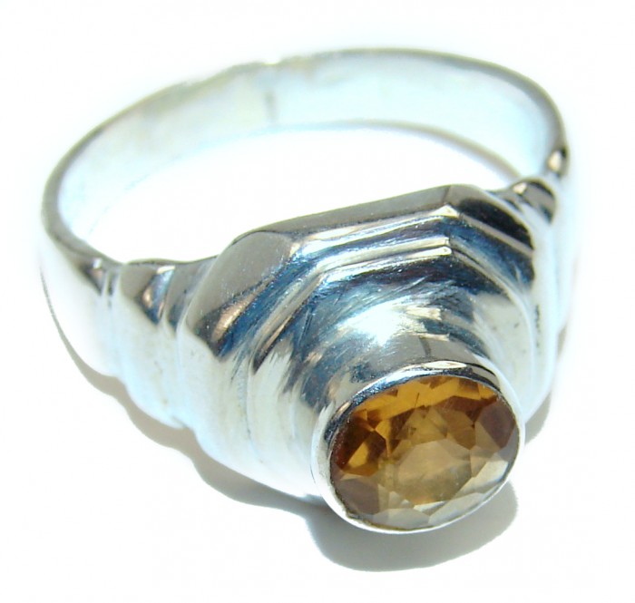 Vintage Style Citrine .925 Sterling Silver handmade Ring s. 8 1/2