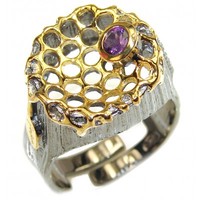 Purple Beauty 8.5 carat Amethyst .925 Sterling Silver Ring size 8 adjustable