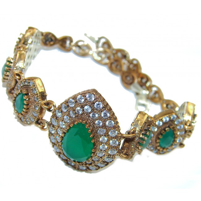 Authentic Emerald .925 Sterling Silver handmade Large Bracelet