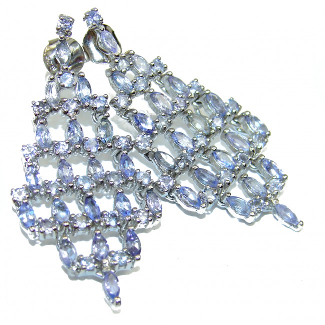 Luxurious Style Natural Tanzanite .925 Sterling Silver handmade earrings