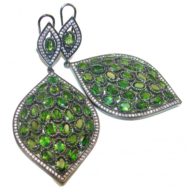 My Passion Authentic Chrome Diopside Black rhodium over .925 Sterling Silver handcrafted earrings