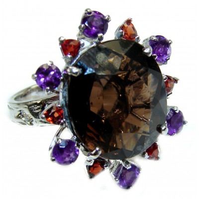 Dark Dunes authentic Smoky Topaz .925 Sterling Silver Ring size 8