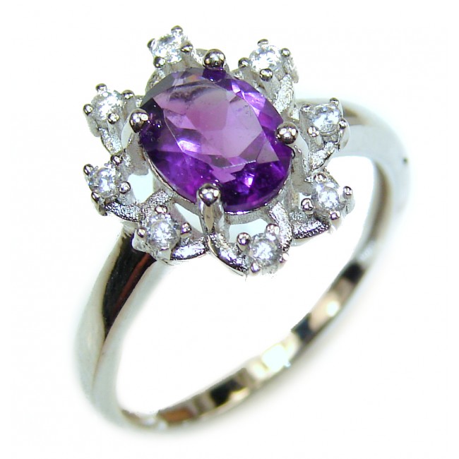 Purple Beauty 5.5 carat authentic Amethyst .925 Sterling Silver Ring size 7