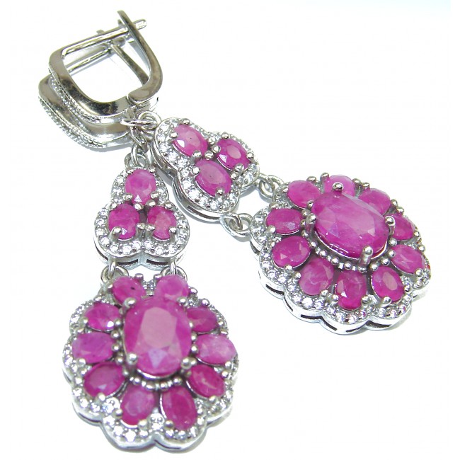 Spectacular Ruby 14K White Gold over .925 Sterling Silver handcrafted earrings