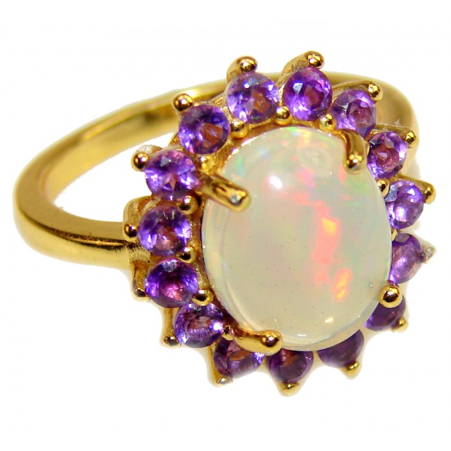 6.5 carat Ethiopian Opal .925 Sterling Silver handcrafted ring size 7 1/2