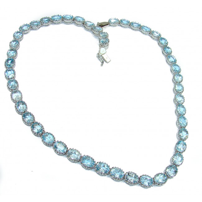 Natural Swiss Blue Topaz .925 Sterling Silver handmade Necklace