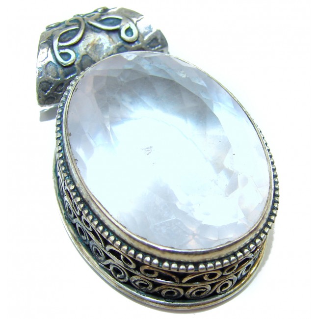 BEST QUALITY Rose Quartz .925 Sterling Silver handmade pendant