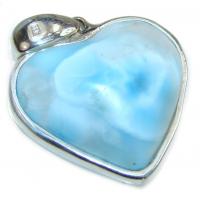 Angel's Heart amazing quality Larimar  .925 Sterling Silver handmade pendant