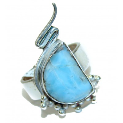 Larimar .925 Sterling Silver handcrafted Ring s. 6 3/4