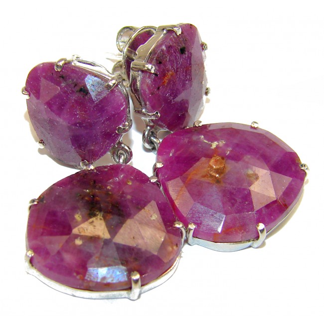 Exclusive Kashmir Ruby .925 Sterling Silver handcrafted Earrings