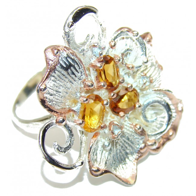 Vintage Style authentic Citrine .925 Sterling Silver handmade Ring s. 8 3/4