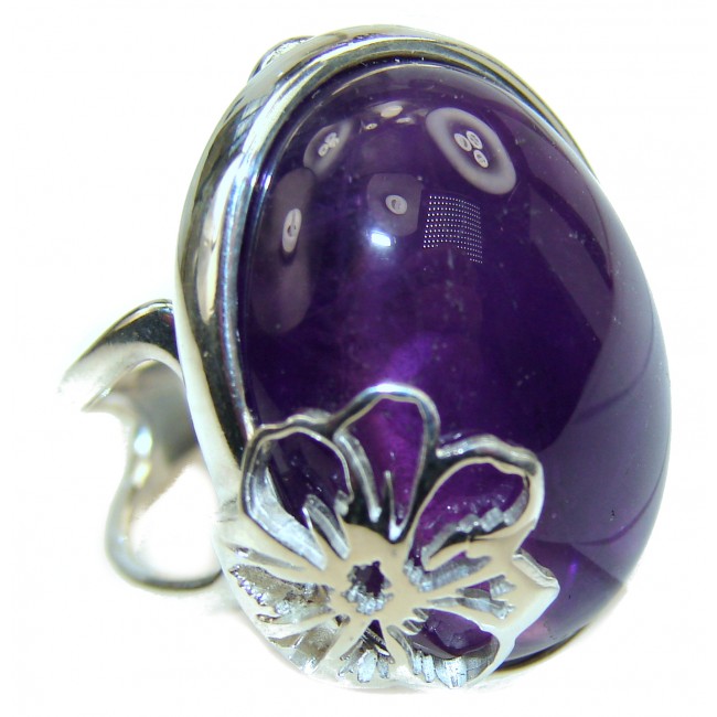 Purple Beauty 15.5 carat authentic Amethyst .925 Sterling Silver Ring size 8 adjustable