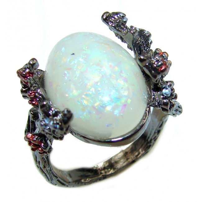 created Opal .925 Sterling Silver handcrafted ring size 8