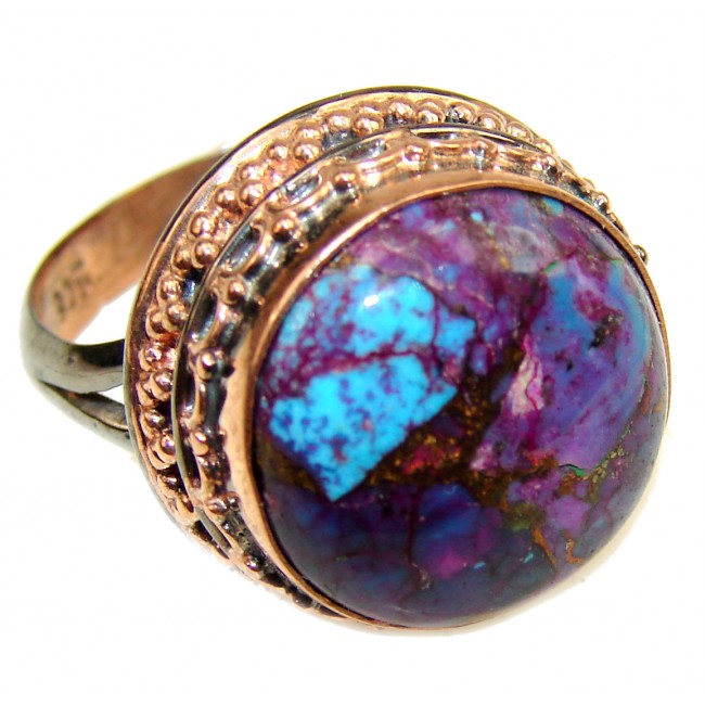 Purple Turquoise .925 Sterling Silver handcrafted ring; s. 8 adjustable