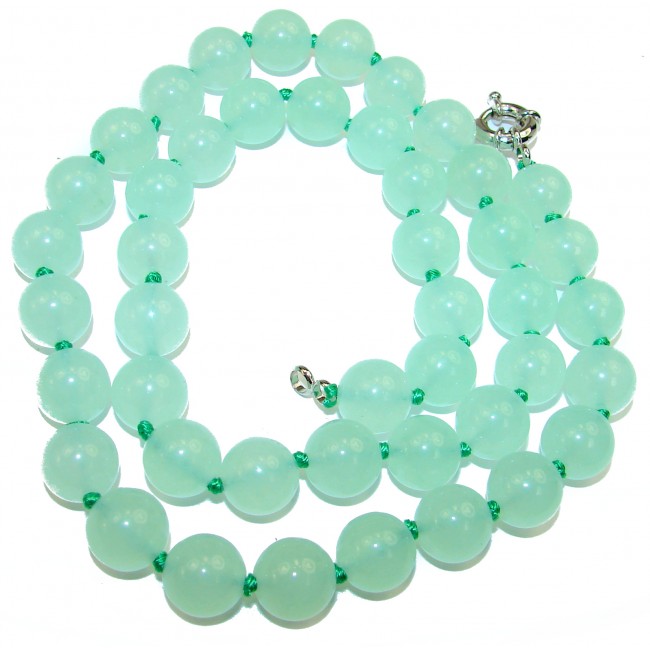 One of the kind great Green Jade Sterling Silver necklace