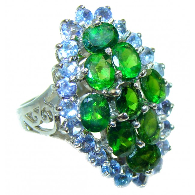 Special Chrome Diopside .925 Sterling Silver handmade ring s. 8