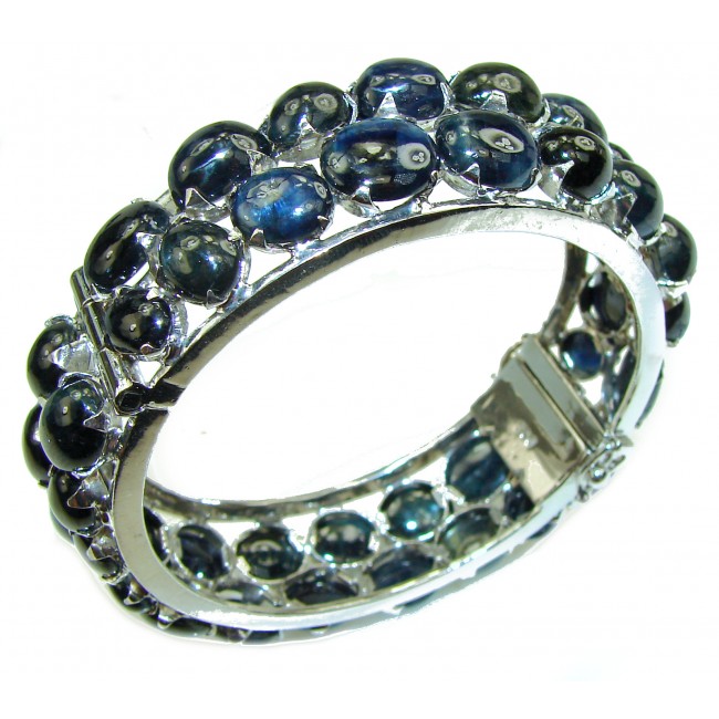 Spectacular authentic Sapphire .925 Sterling Silver handmade bangle Bracelet
