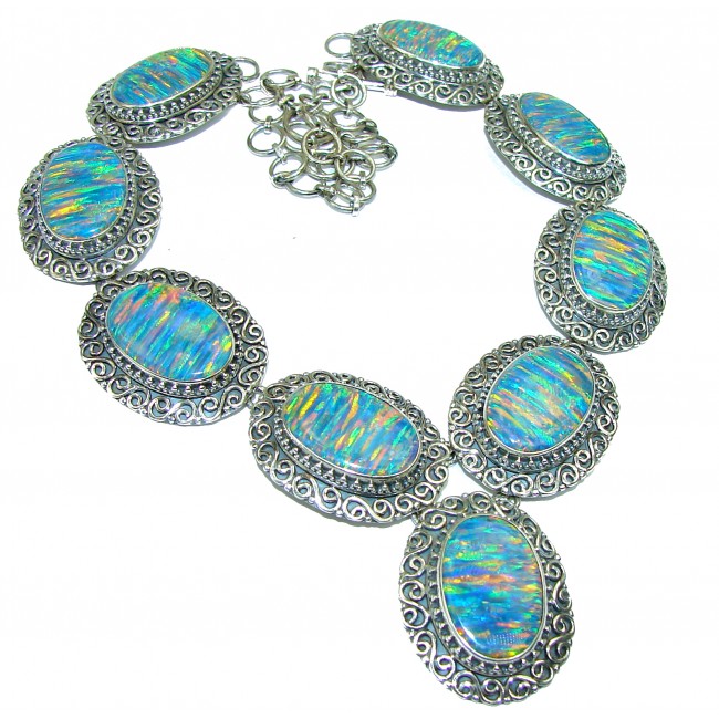 Sweet Melody Australian doublet Opal .925 Sterling Silver brilliantly handcrafted necklace