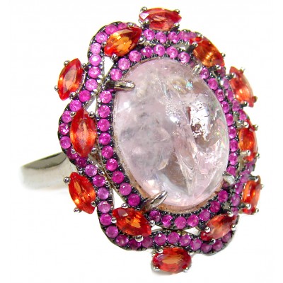 11.3 carat Morganite .925 Sterling Silver handcrafted Statement Ring size 9