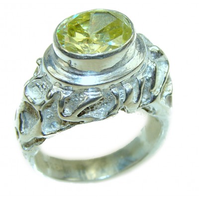 Luxurious Style 10.6 carat Natural Citrine .925 Sterling Silver handmade Cocktail Ring s.8