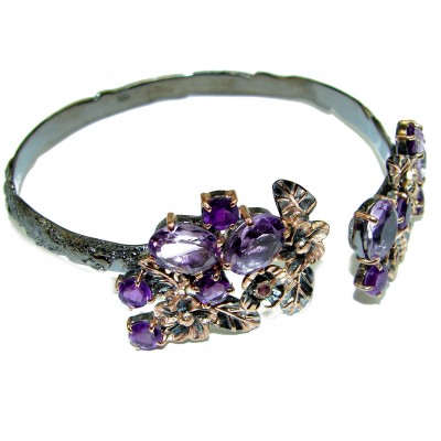 Bohemian Style Excellent quality Amethyst .925 Sterling Silver Bracelet / Cuff