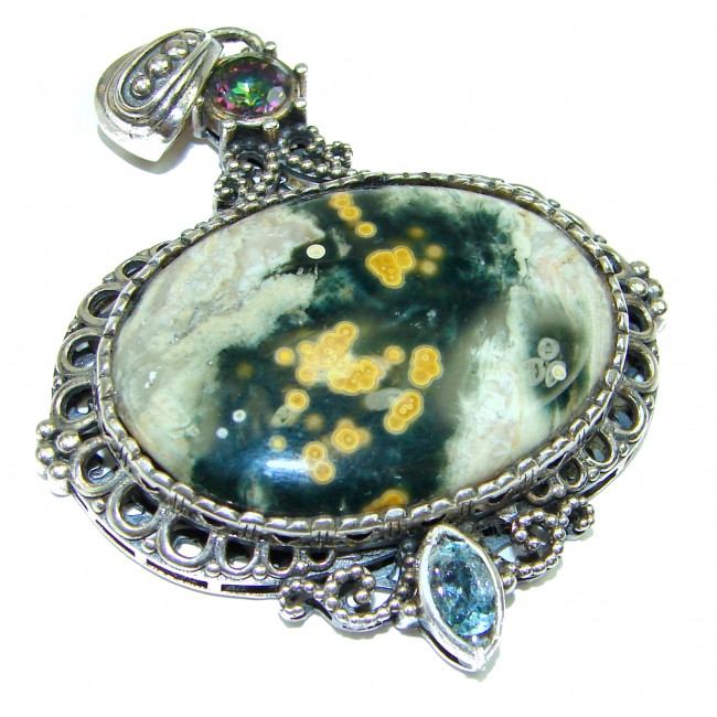 Real Beauty Ocean Jasper .925 Jasper Sterling Silver Handcrafted pendant