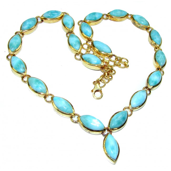 Cielito Lindo Chunky Larimar 14K Gold over .925 Sterling Silver handcrafted necklace