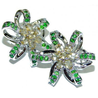 Great Bow Citrine Chrome Diopside .925 Sterling Silver handmade earrings