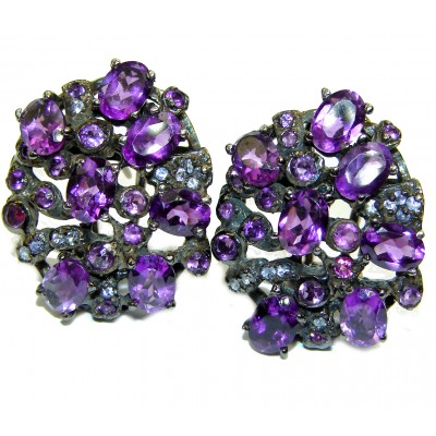 Purple Romance Amethyst black Rhodium over .925 Sterling Silver handcrafted earrings