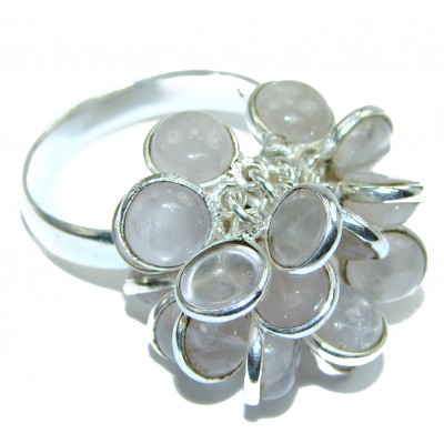 Rose Quartz .925 Sterling Silver handcrafted cha-cha Ring s. 11