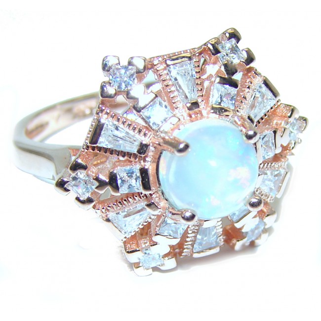 Authentic Ethiopian Opal 18K Gold over .925 Sterling Silver handcrafted ring size 7