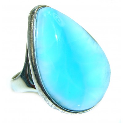 Pure Perfection 85.5 carat Larimar .925 Sterling Silver handcrafted Ring s. 8