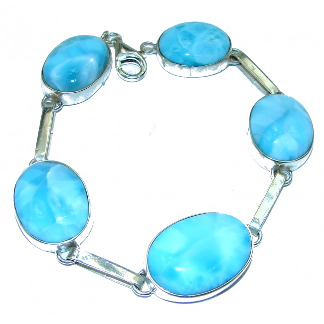 One of the kind authentic Larimar .925 Sterling Silver handmade Bracelet