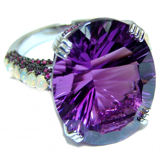 Incredible 25.7carat Amethyst .925 Sterling Silver handcrafted ring size 8