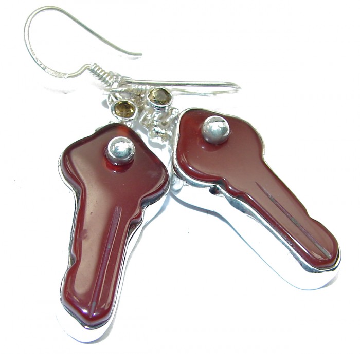 Sublime Orange Carnelian .925 Sterling Silver handmade earrings