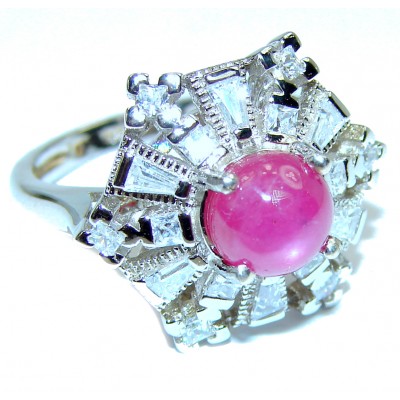 Stunning Beauty 4.5 carat authentic Ruby .925 Sterling Silver Ring size 6