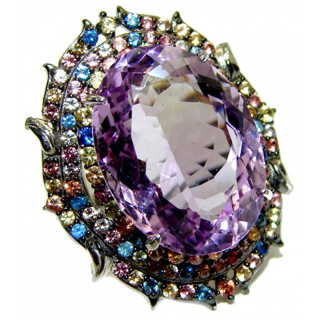 Incredible quality 14.7carat Amethyst .925 Sterling Silver handcrafted ring size 7