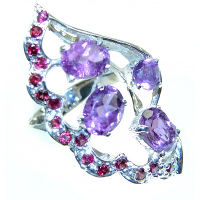 Purple Blossom Amethyst .925 Sterling Silver handcrafted ring size 7 1/2