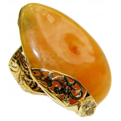 Exclusive Butterscotch Amber 14K Gold over .925 Sterling Silver handcrafted Ring s. 7 adjustable