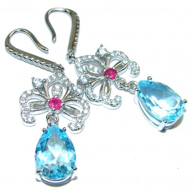 Amazing authentic London Blue Topaz .925 Sterling Silver earrings